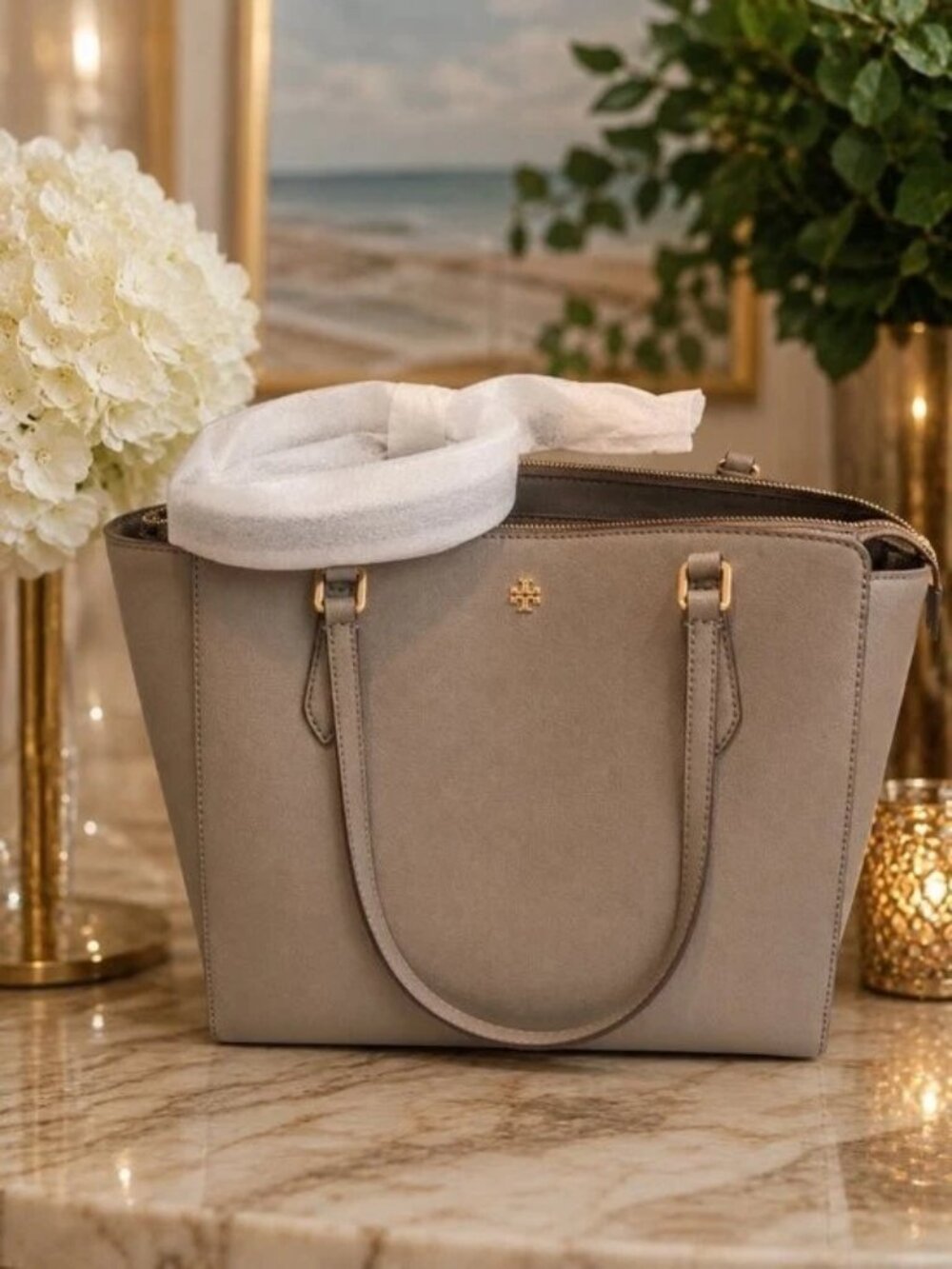 NWT Tory Burch Robinson Saffiano Leather Zip Tote